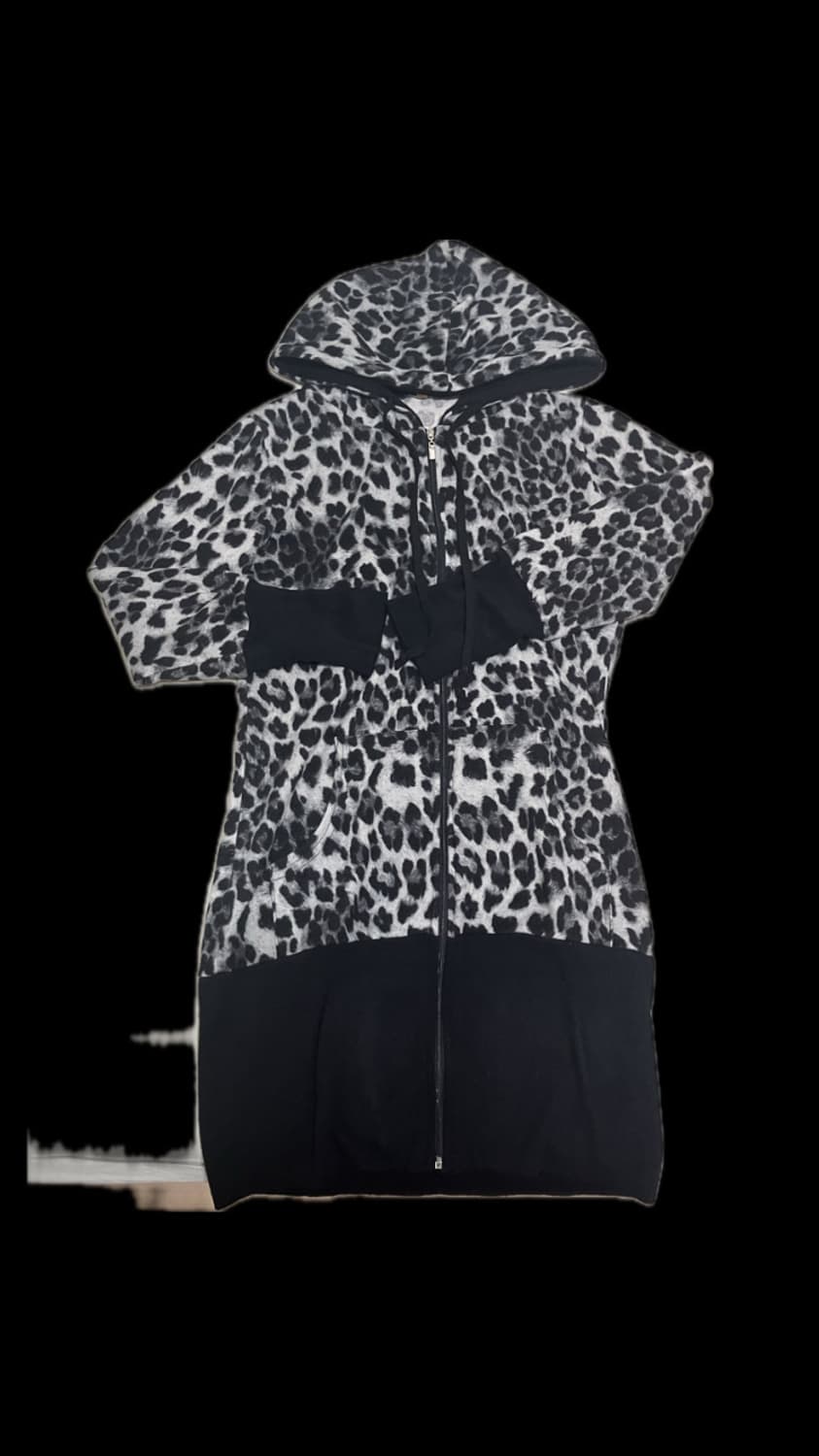 갸루 레오파드 후드집업 원피스 상품이미지1