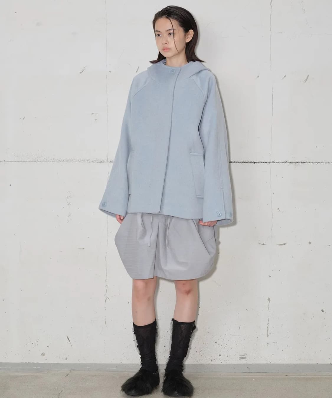 타입서비스 후디드 하프 코트 스카이블루 Hooded Half Coat 상품이미지1