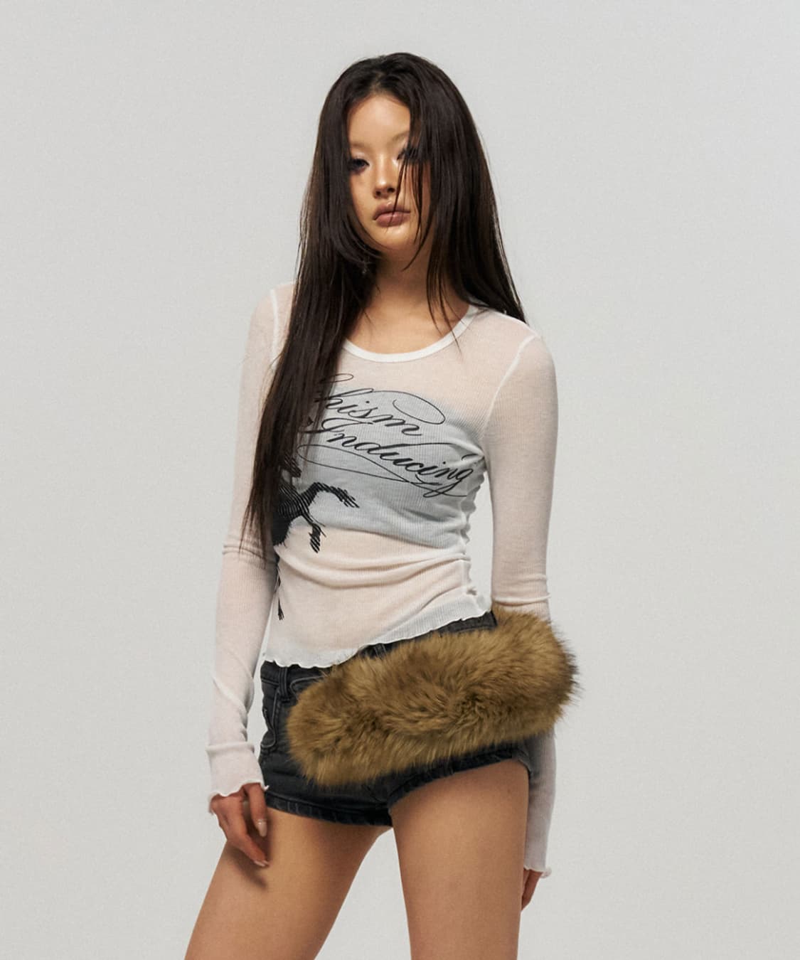 스키즘 인듀싱 HORSE FLARED SLEEVE TOP WHITE 상품이미지5