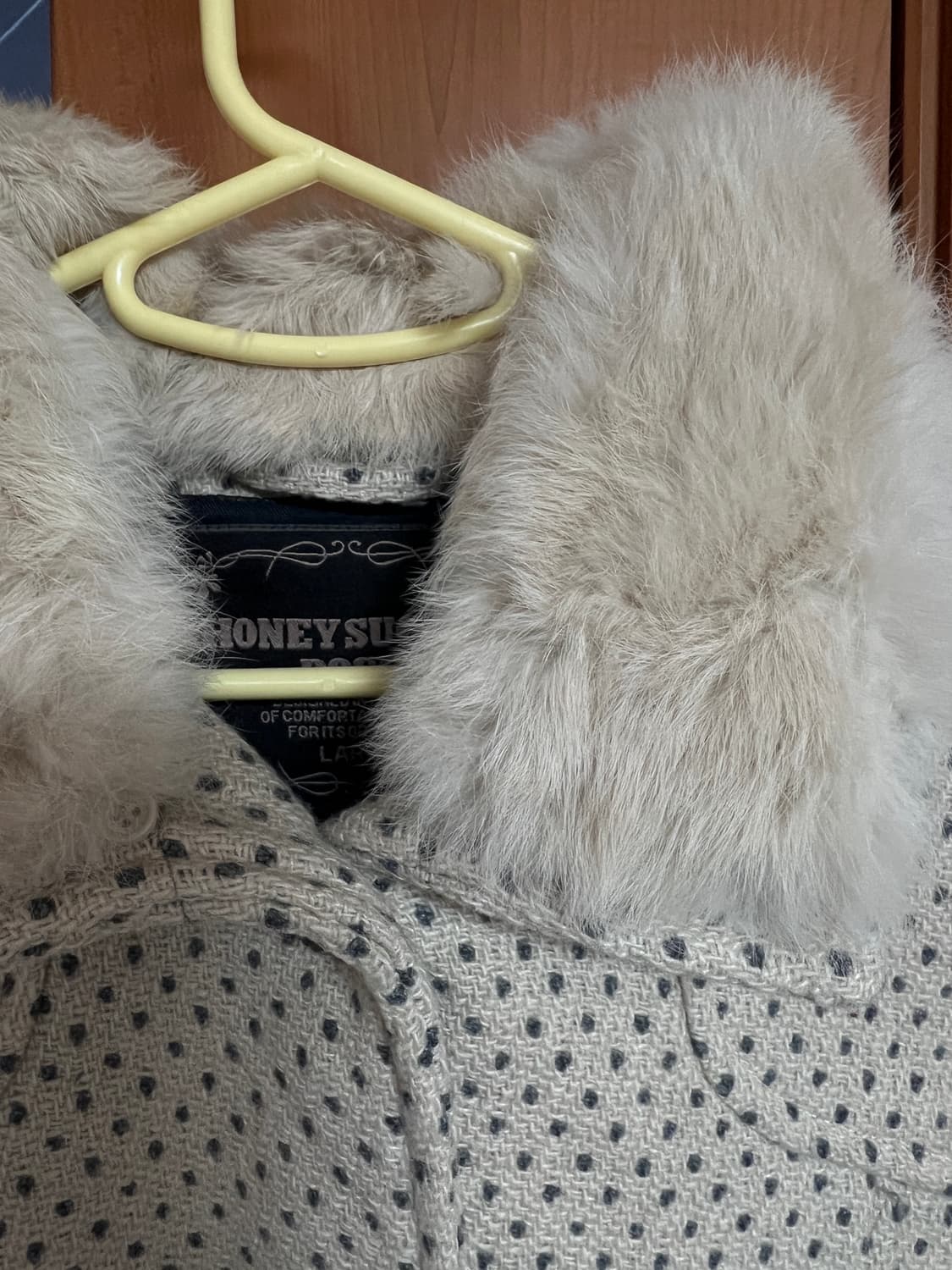 도트 퍼카라 울 코트 상품이미지5