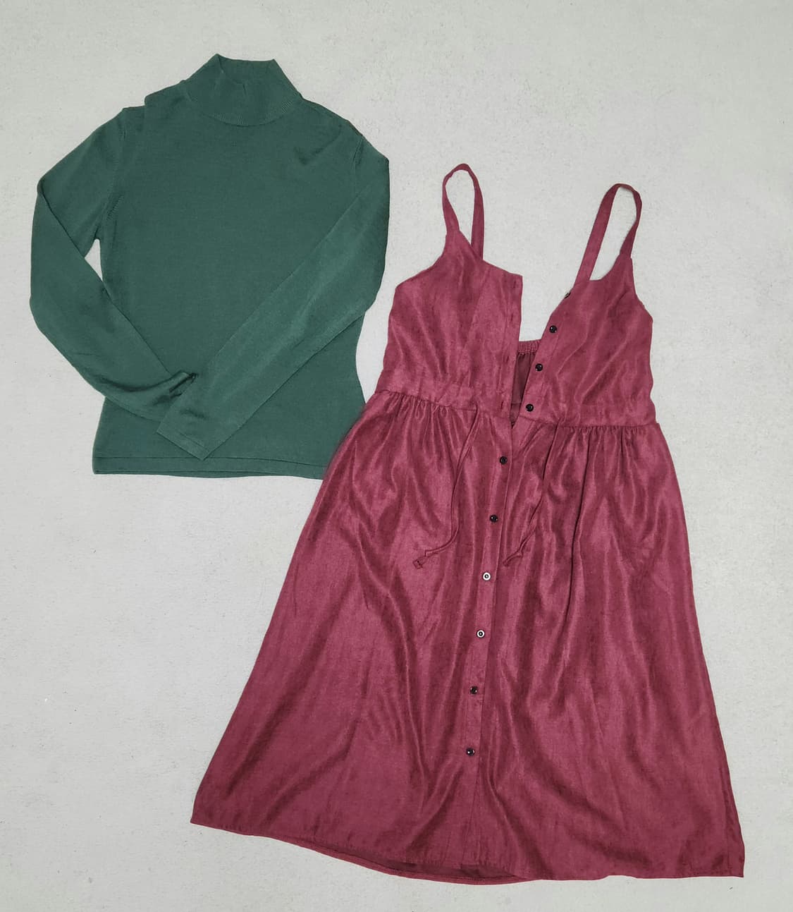 앤 버건디 원피스& 카키 반목폴라 상품이미지4