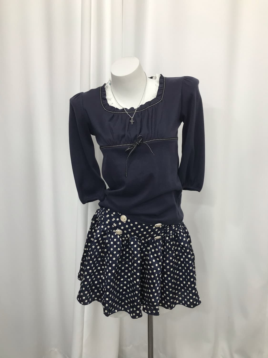 네이비 도트 톤온톤 코디 set 상품이미지1