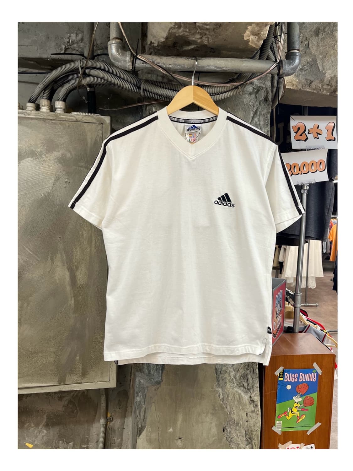 아디다스 브이넥 반팔티 화이트 M #csz4056 상품이미지1