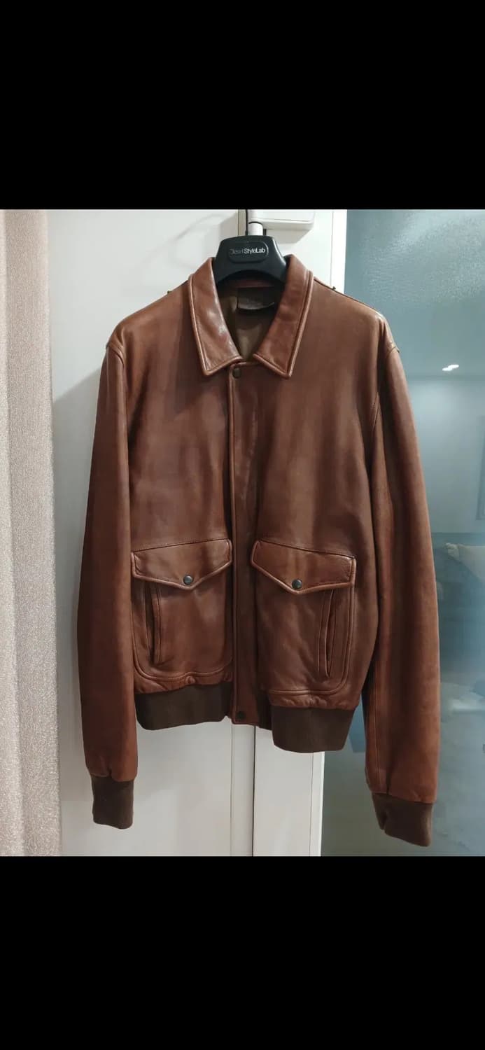 TRUSSARDI A-2 LEATHER BOMBER JACKET 상품이미지1