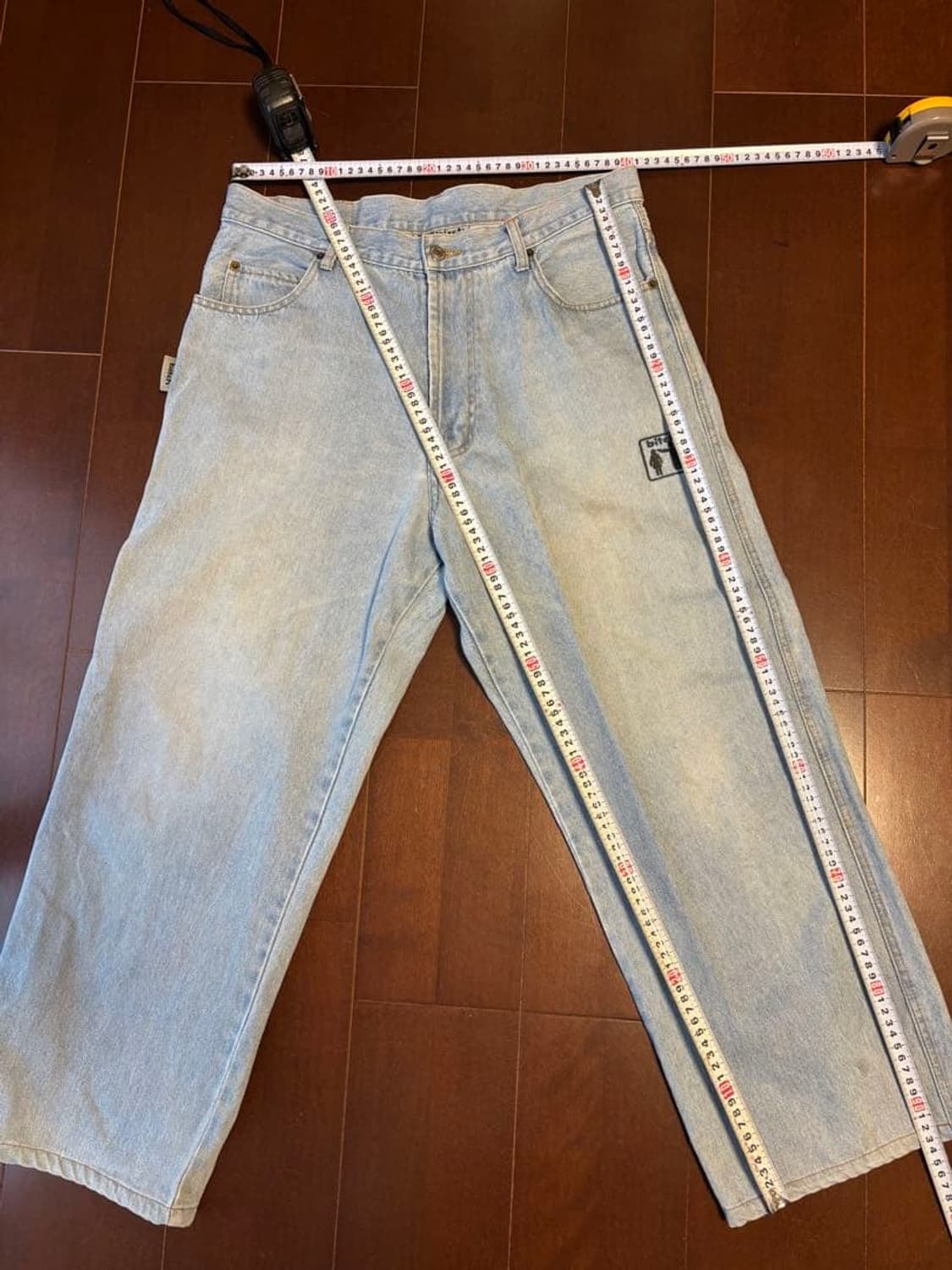 90s 빈티지 비치 스케이트보드 시그니처 자수 와이드 배기 데님 청바지 상품이미지1
