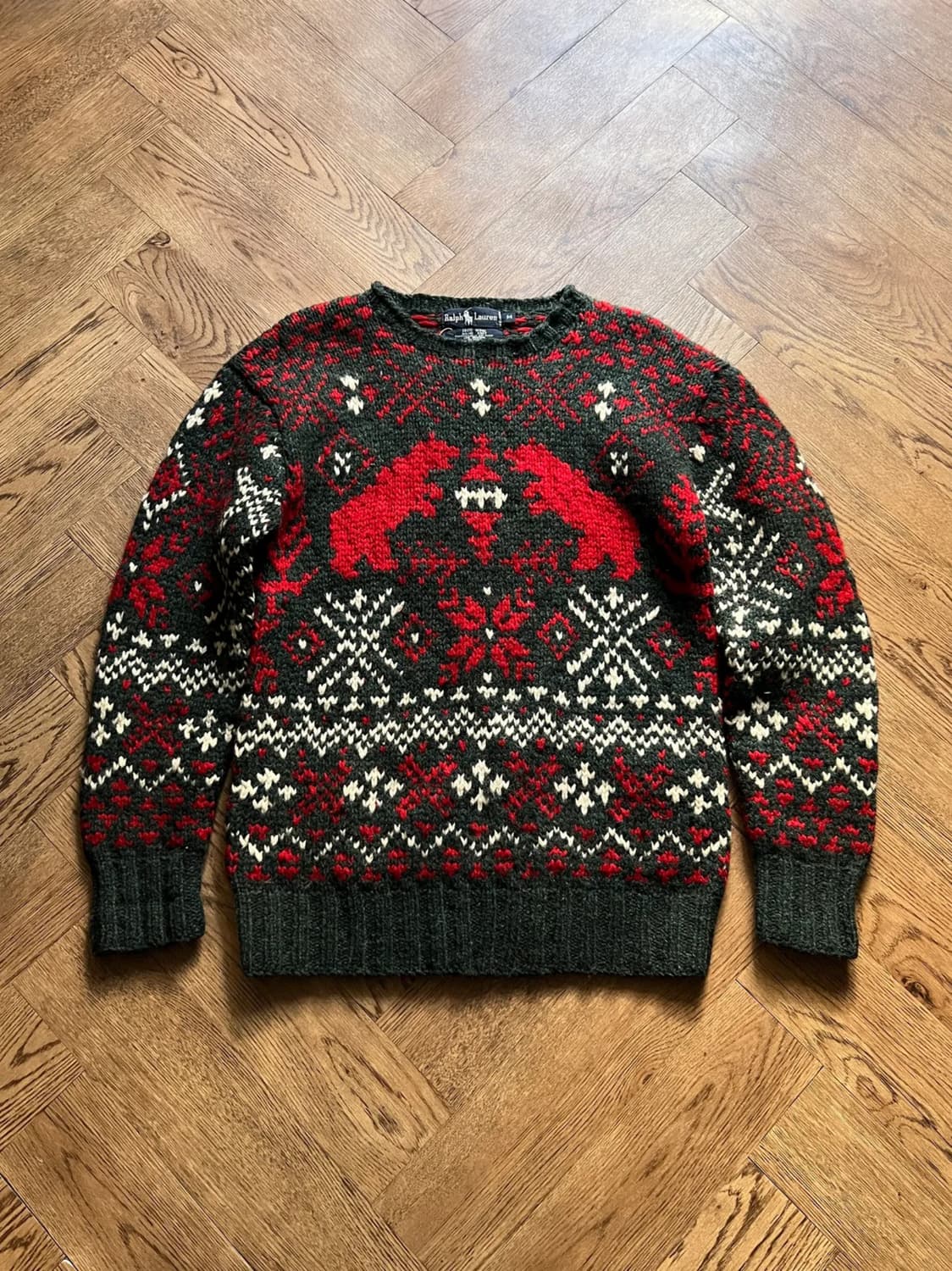 [M]80's 폴로 랄프로렌 노르딕 패턴 핸드 니트 상품이미지1