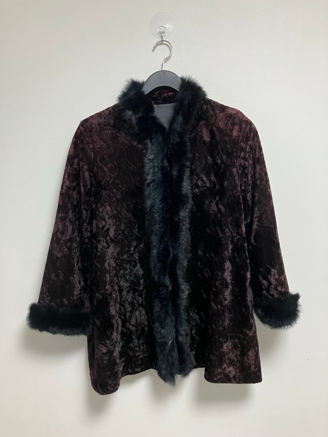 Burgundy black Fur jacket 상품이미지4