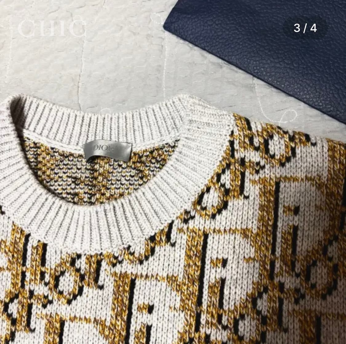 디올 오블리크 자카드 울 니트 스웨터 (베이지) 상품이미지3