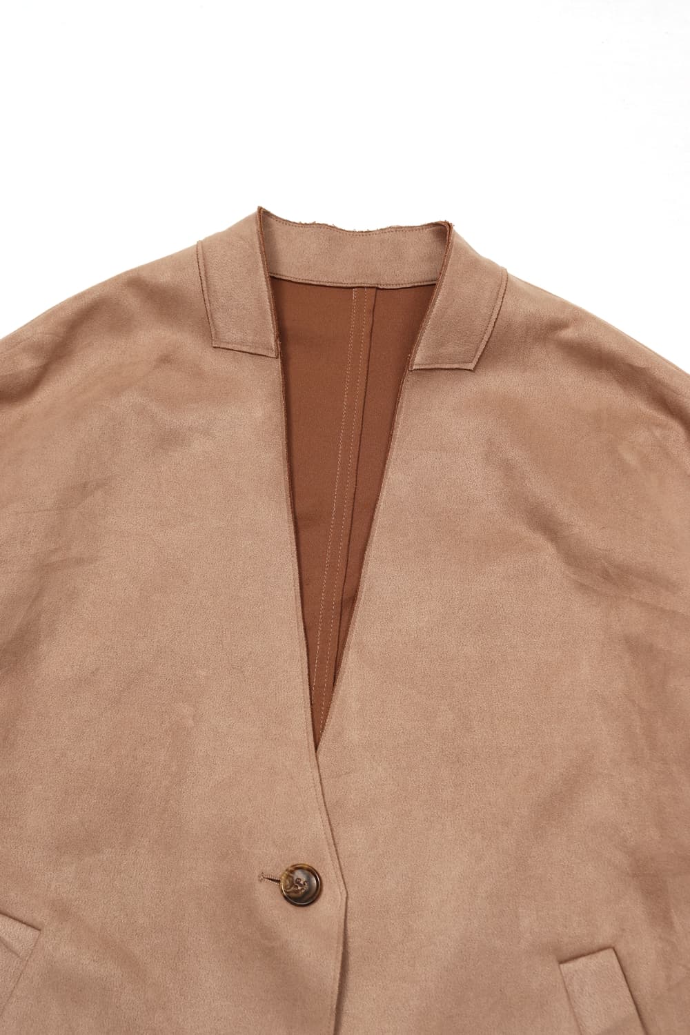 A DAY IN THE LIFE 노카라 원버튼 베이지 코트 상품이미지3