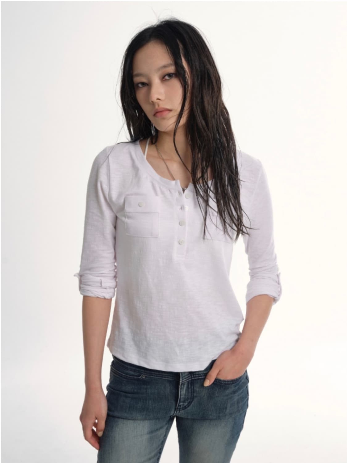 애즈온 ATLANTA POCKET TEE 화이트 상품이미지1