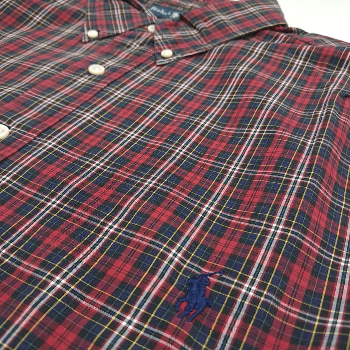 Co795 XL Tall 폴로 랄프로렌 레드 타탄체크 긴팔 셔츠 남방 상품이미지5
