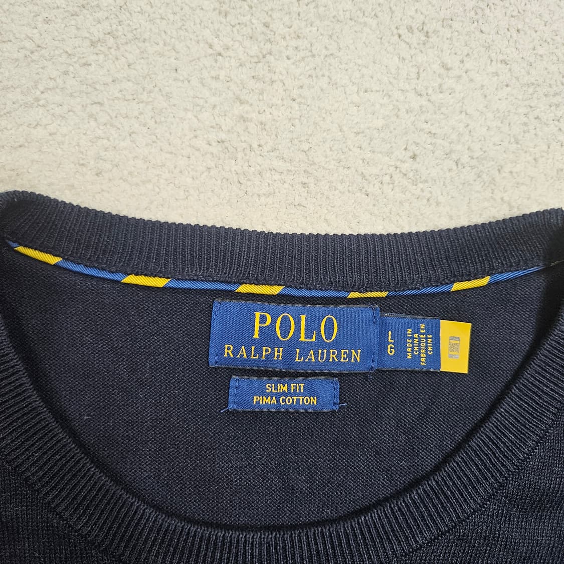 폴로 랄프 로렌 신형 QR 피마 코튼 니트 L 네이비 상품이미지6