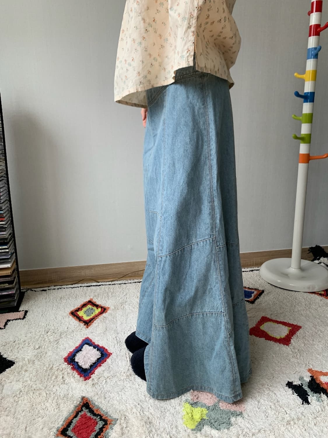 denim patch maxi skirt  상품이미지5