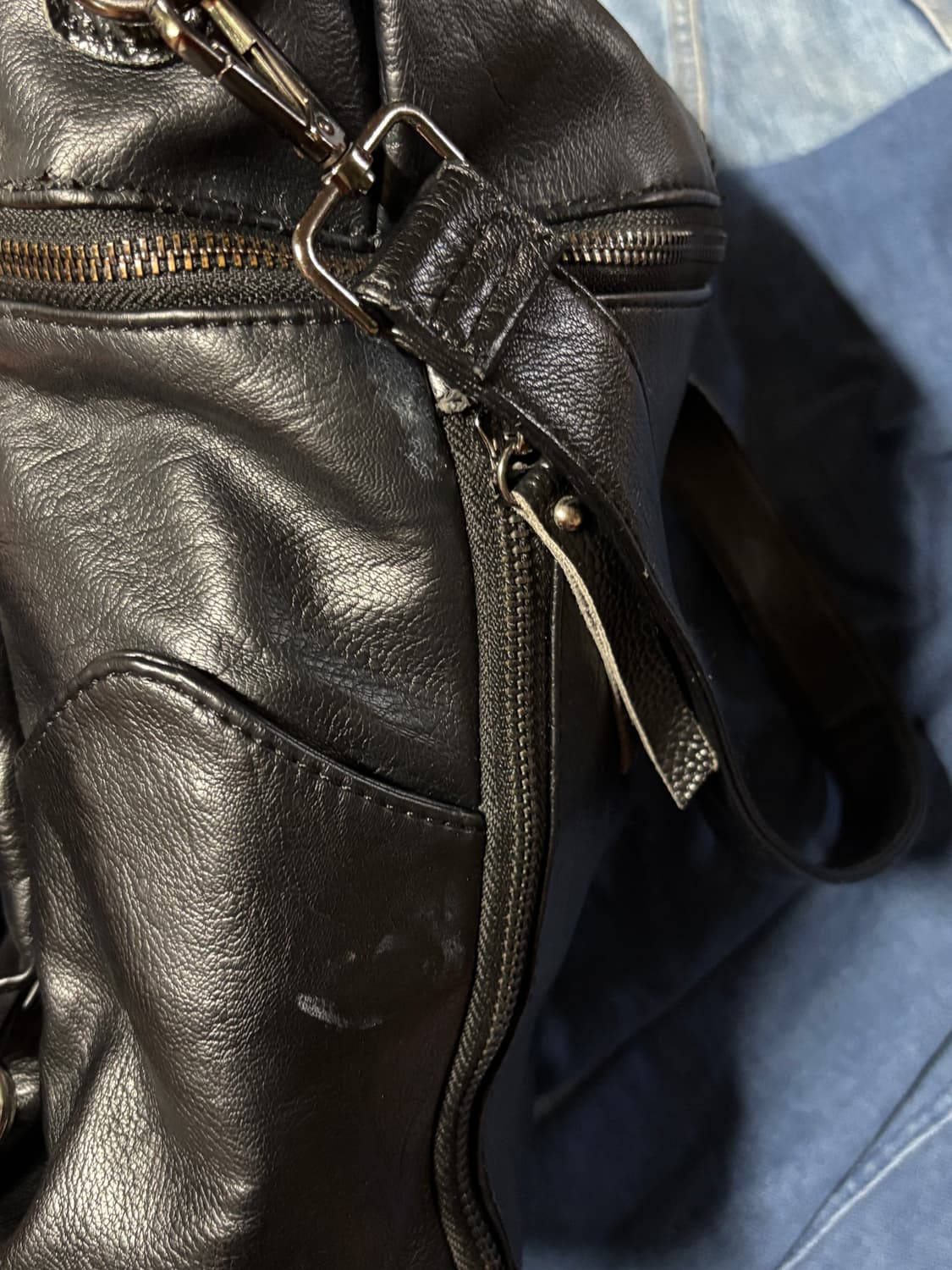 basic black leather back pack 상품이미지9