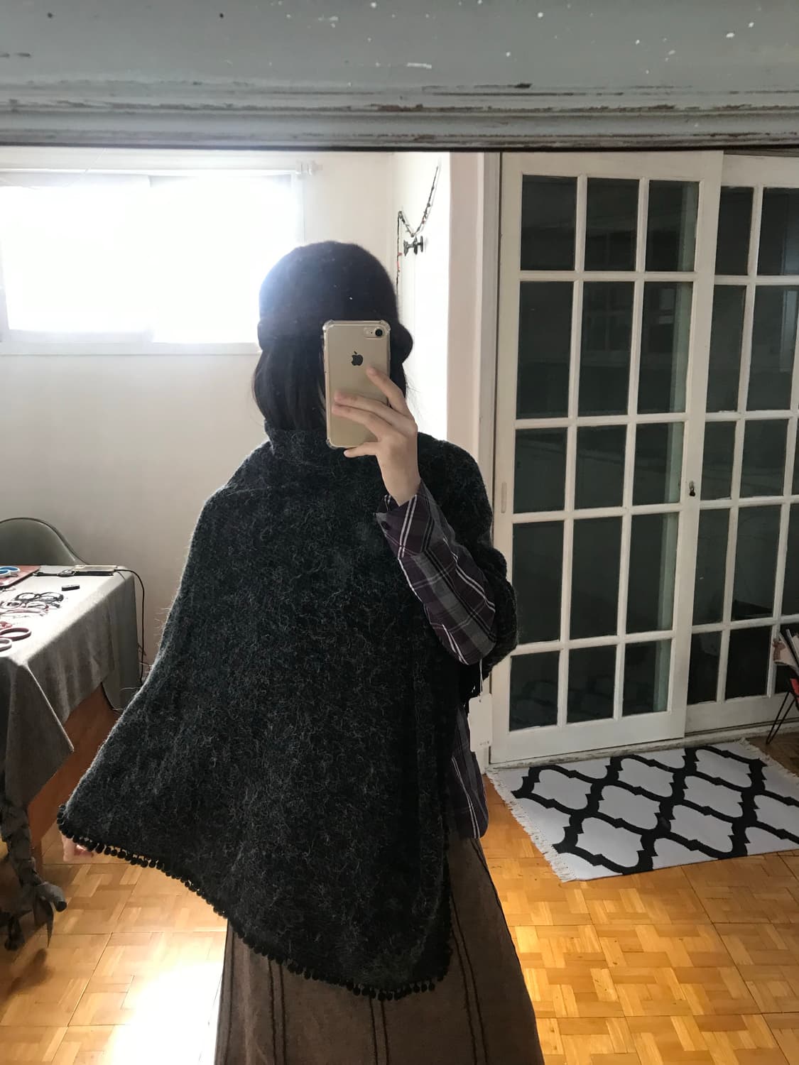 vintage turtle neck charcoal cape 상품이미지6
