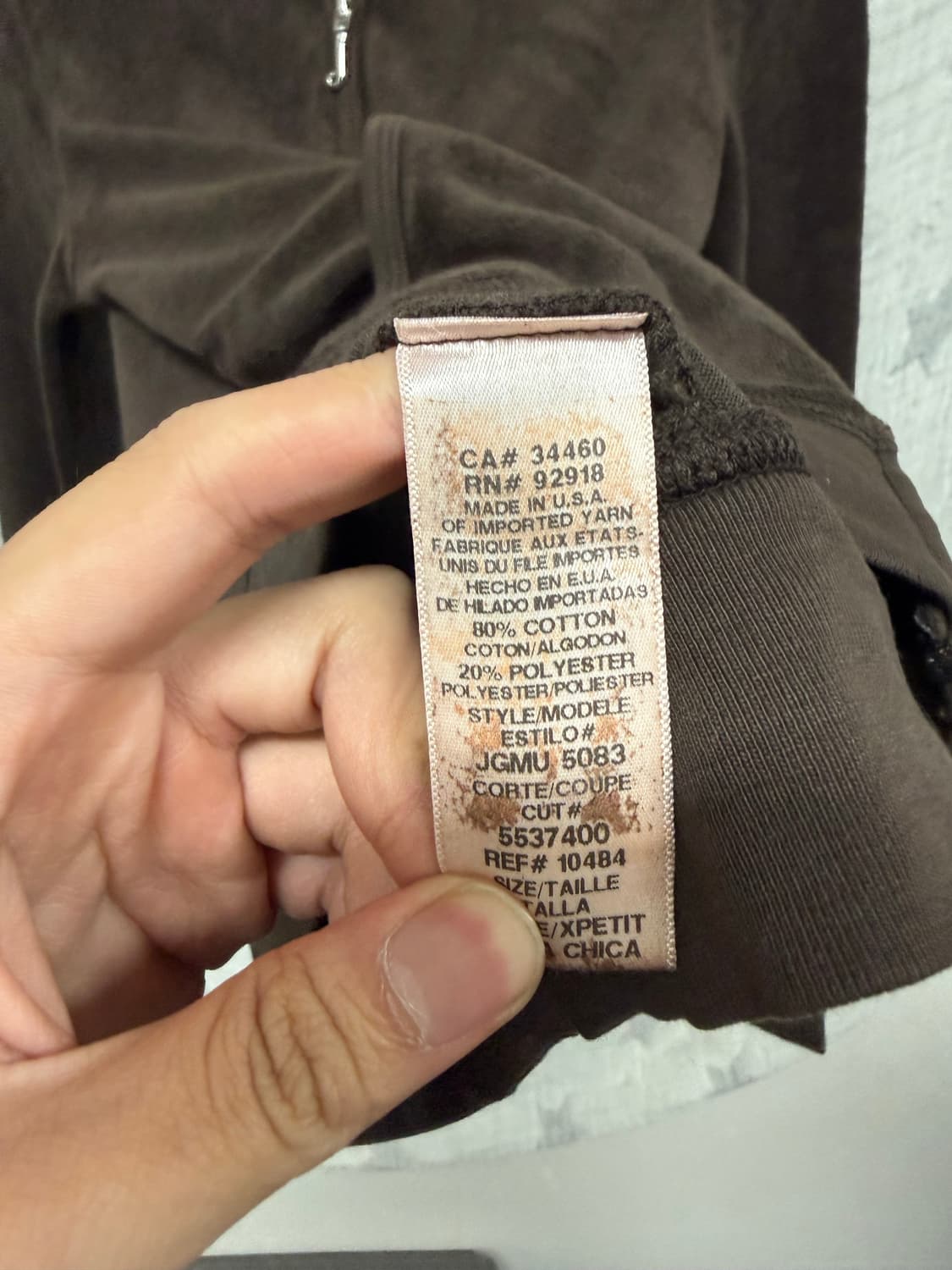 쥬시꾸뛰르 백로고 딱붙 벨벳 후드집업 상품이미지4