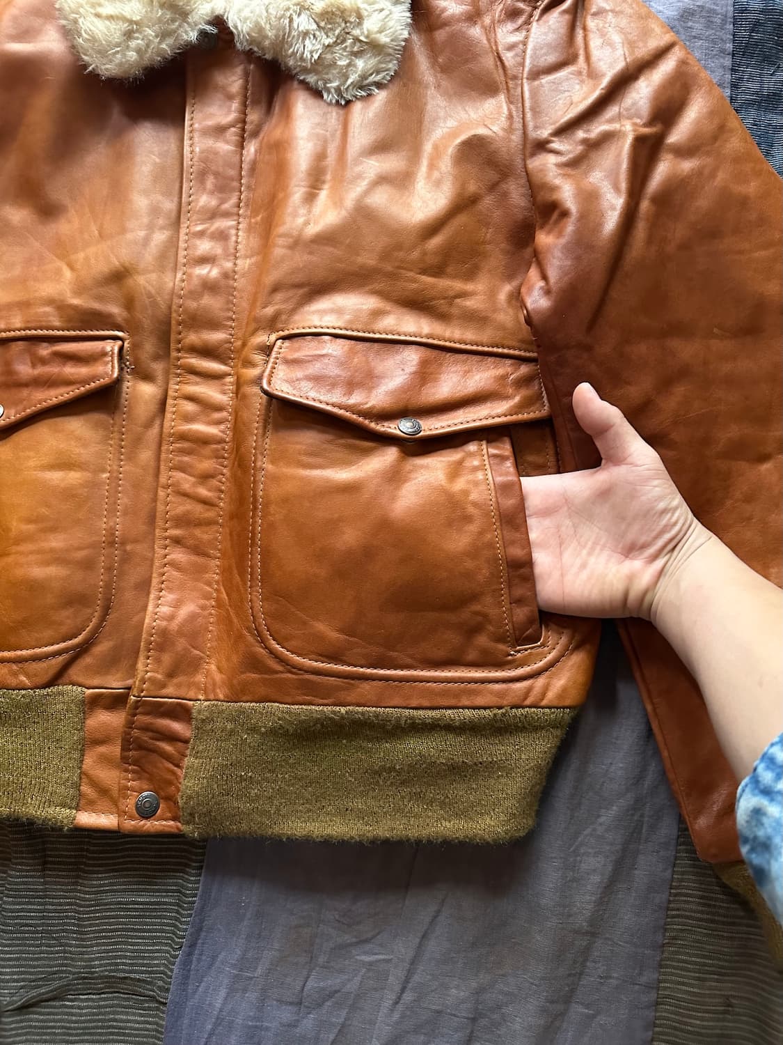 70s USA 빈티지 SCHOTT 쇼트 G-1 플라이트 레더 자켓 상품이미지3