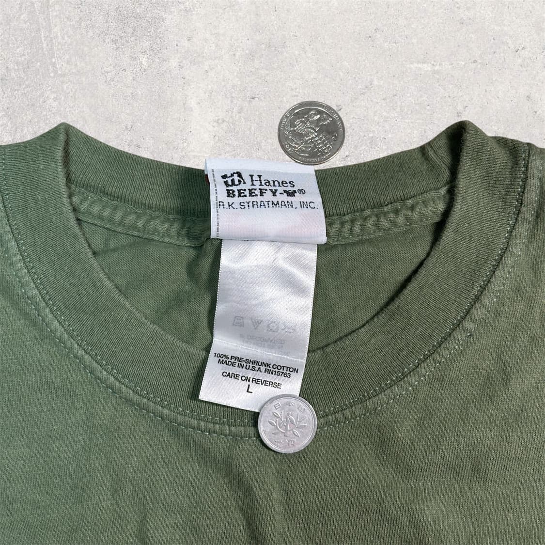 USA 할리 데이비슨 x 헤인즈 튜블라 프린팅 반팔 티셔츠 그린 L 상품이미지4