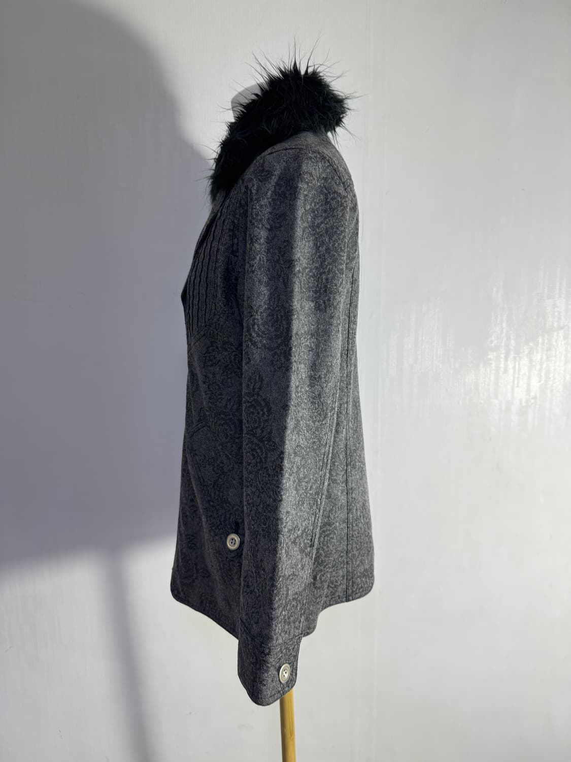 Algonquins 퍼 칼라 로즈 패턴 자켓 y2k 고딕 vkei 상품이미지3