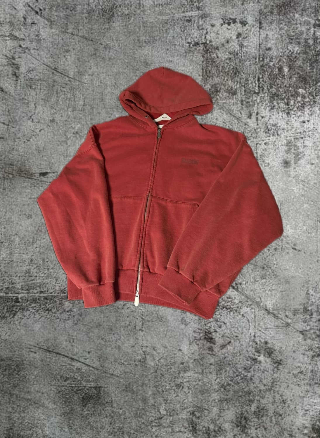 스웨이드 빨강 숏 후드집업  상품이미지1