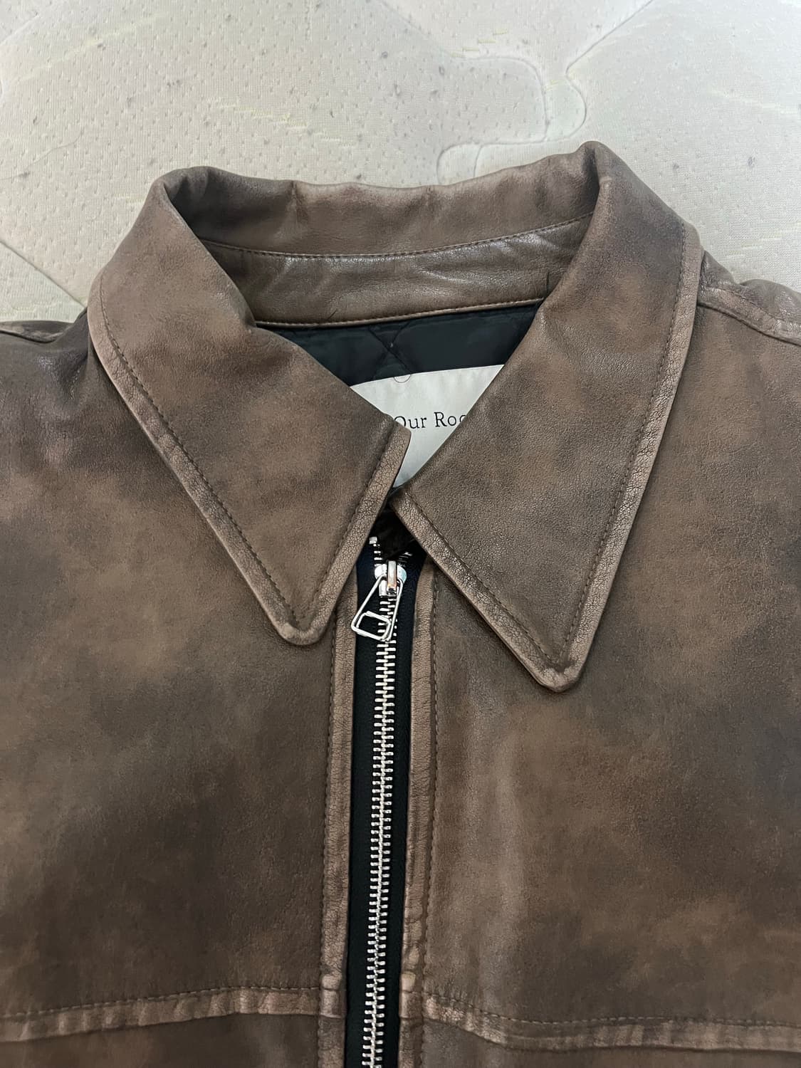 브라운 레더 블루종 자켓 상품이미지6