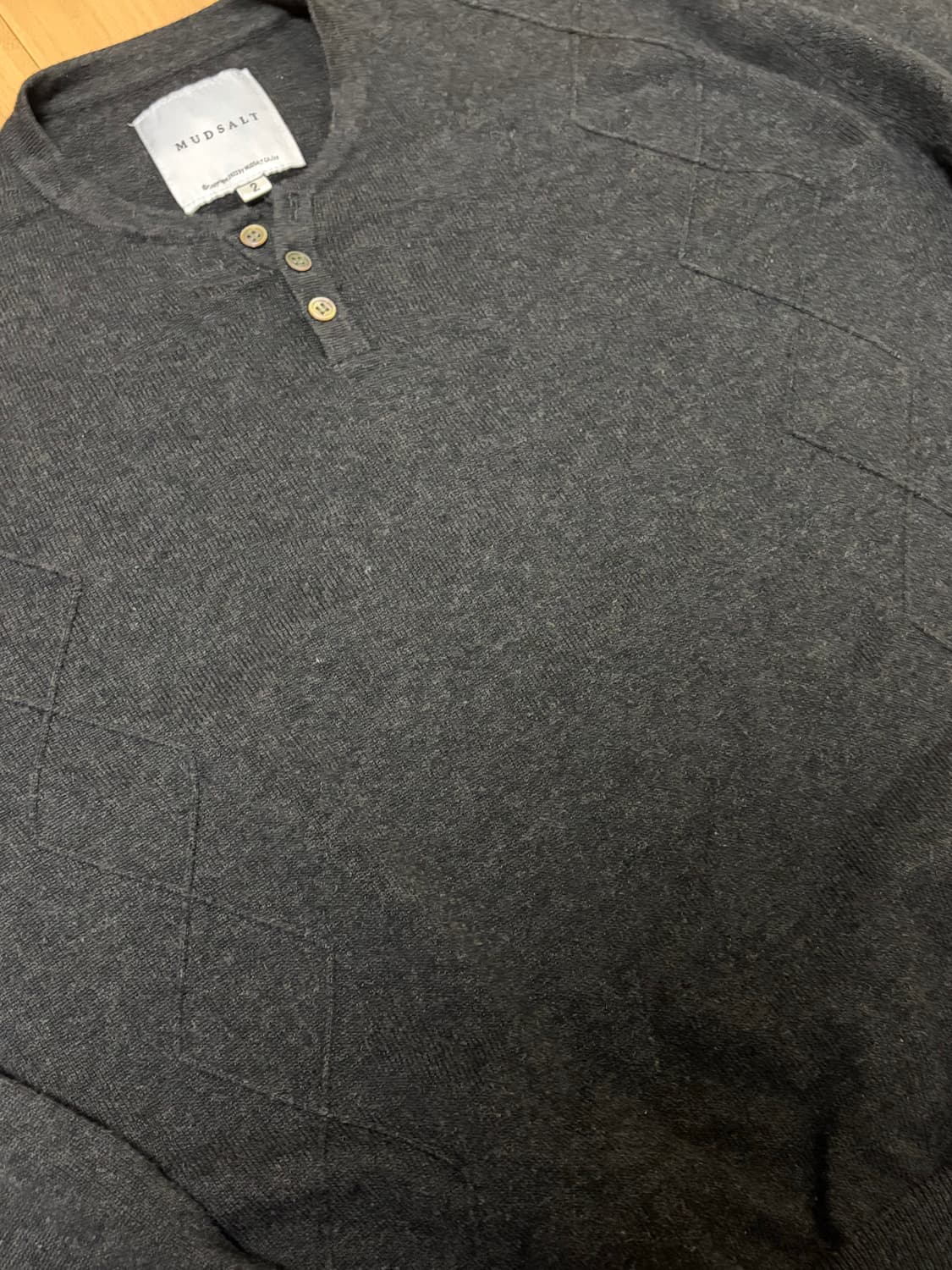 머드솔트 케이블 헨리넥 니트 차콜 2 사이즈 (M-L 95-100정도) 상품이미지2