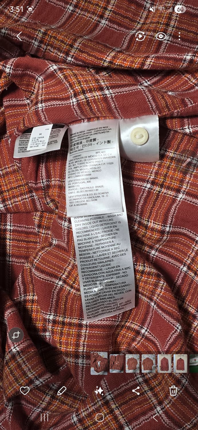 Levi's 체크 셔츠 M 상품이미지4