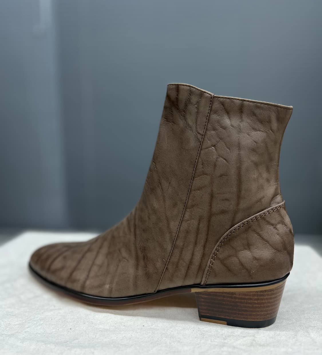 빈티지 텍스처 브라운 가죽 앵글부츠 상품이미지9