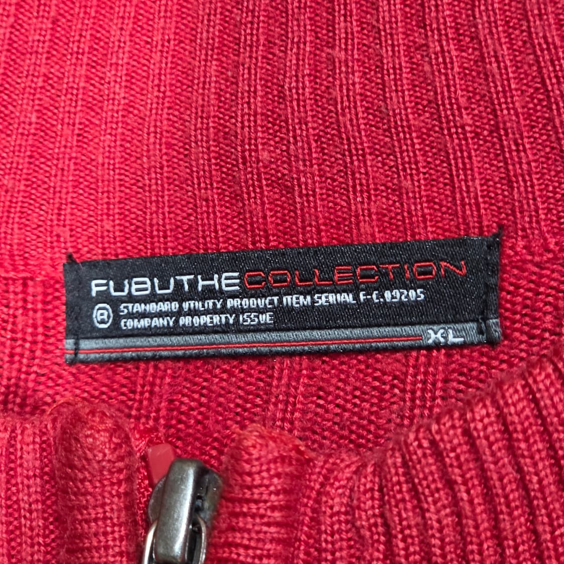 후부 데님 배색 레드 니트 집업  상품이미지10