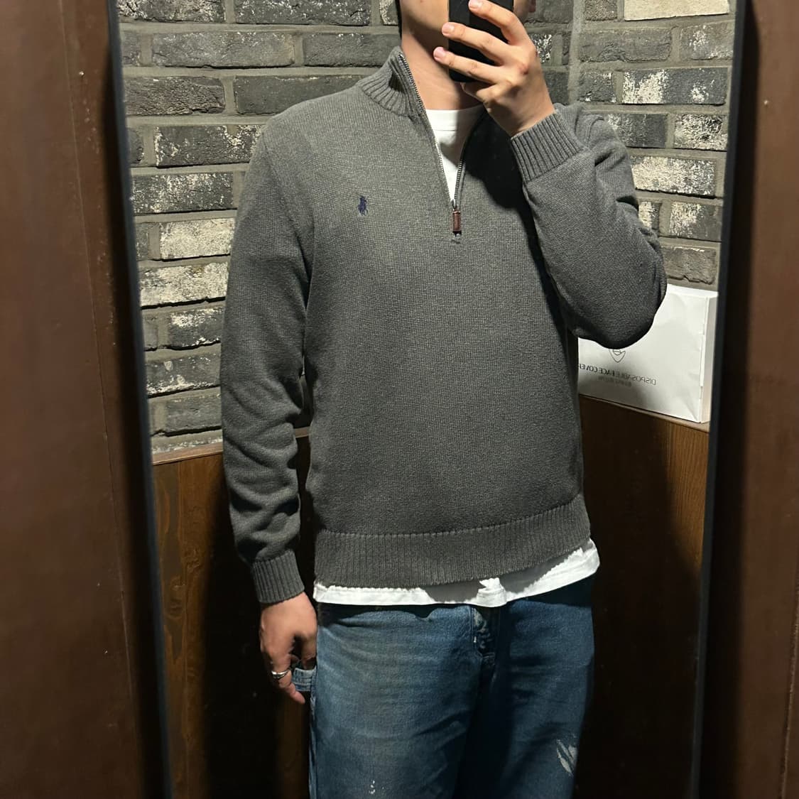 L) 폴로 랄프로렌 반집업 풀오버 헤비코튼 니트 그레이 상품이미지8