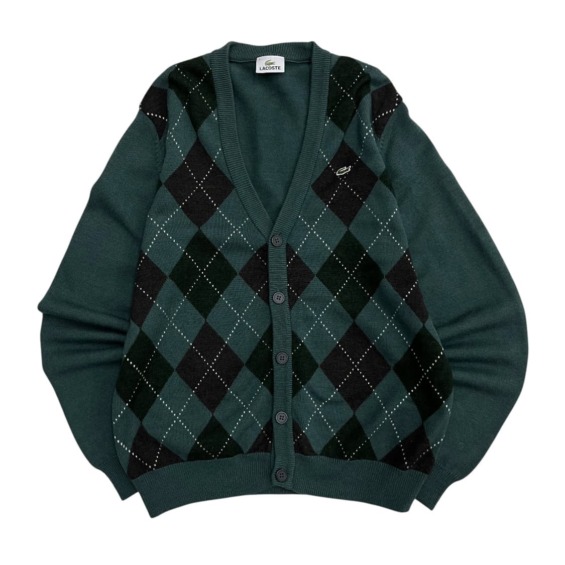 라코스테 아가일 패턴 뮤트그린 가디건 4 상품이미지2