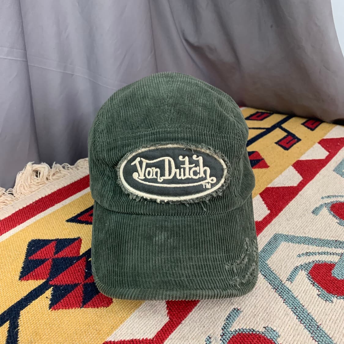 VONDUTCH 본더치 카키 코듀로이 데미지 볼캡 모자 상품이미지1