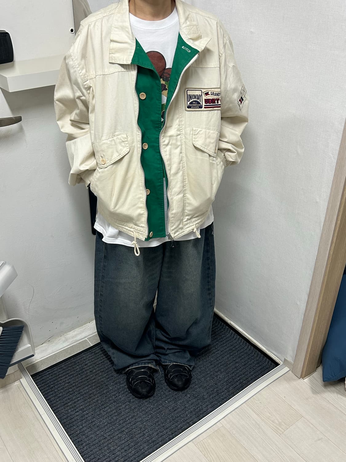 유니온 베이 베이지 그린 공항점퍼 자켓 상품이미지1