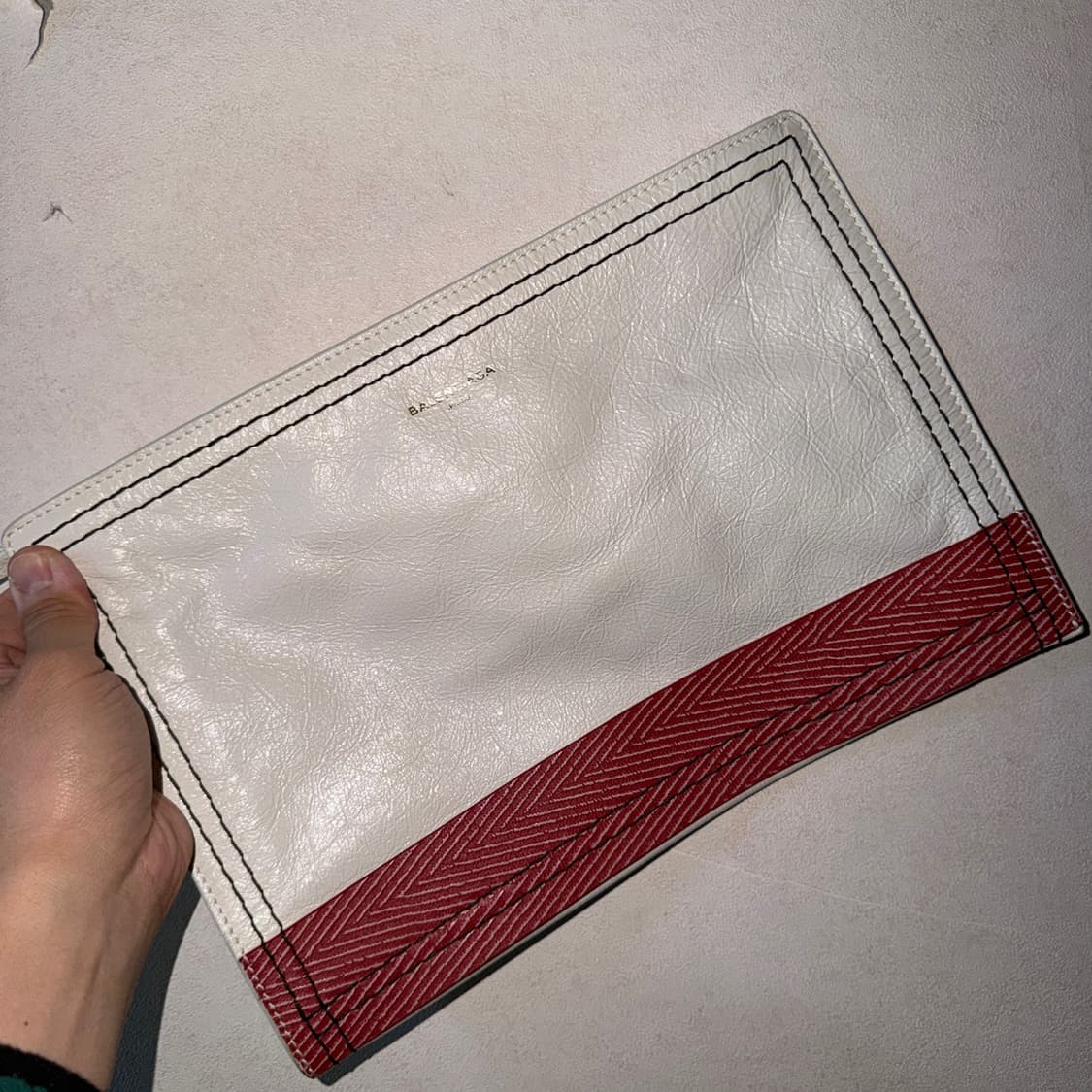 발렌시아가 남성 화이트&레드 클러치백 상품이미지10