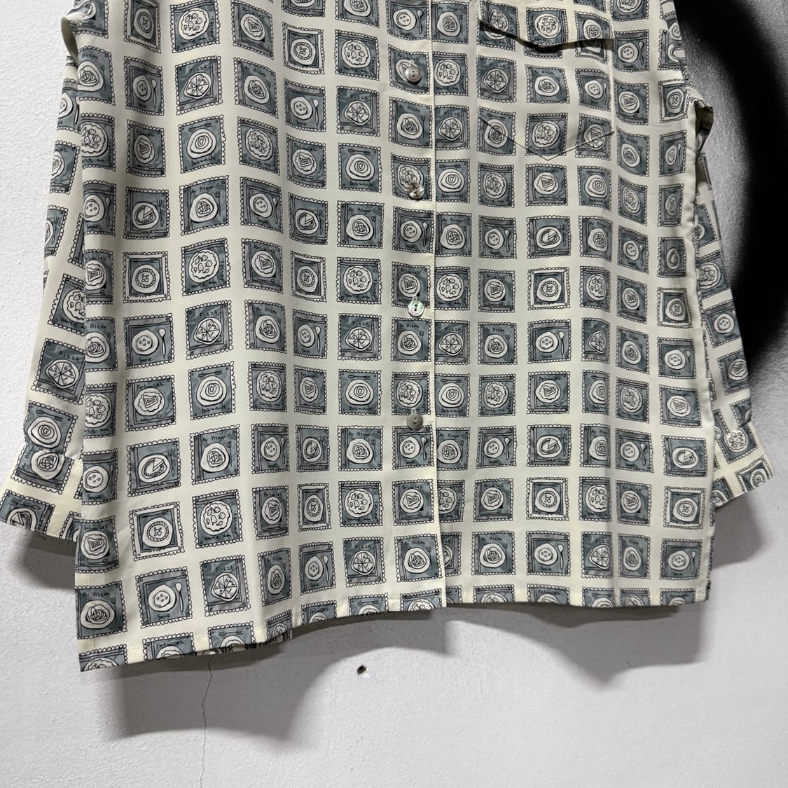 VTG 빈티지 카툰 체크 풀 프린팅 원포켓 긴팔 셔츠 상품이미지4