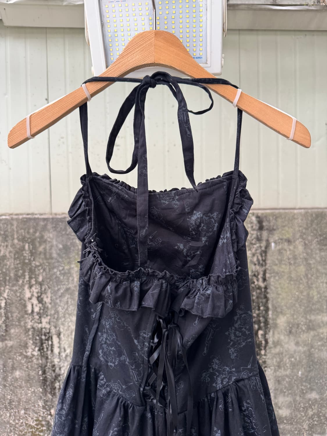 바디라인 홀터넥 프릴 원피스 펑크 고스 갸루 로리타 y2k  상품이미지6