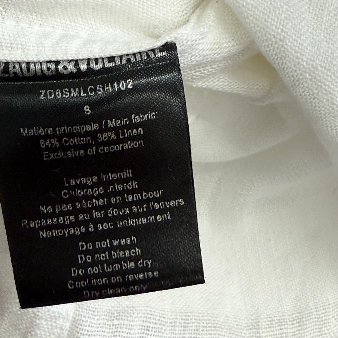 쟈딕앤볼테르 화이트 긴팔 셔츠 (S) 상품이미지4