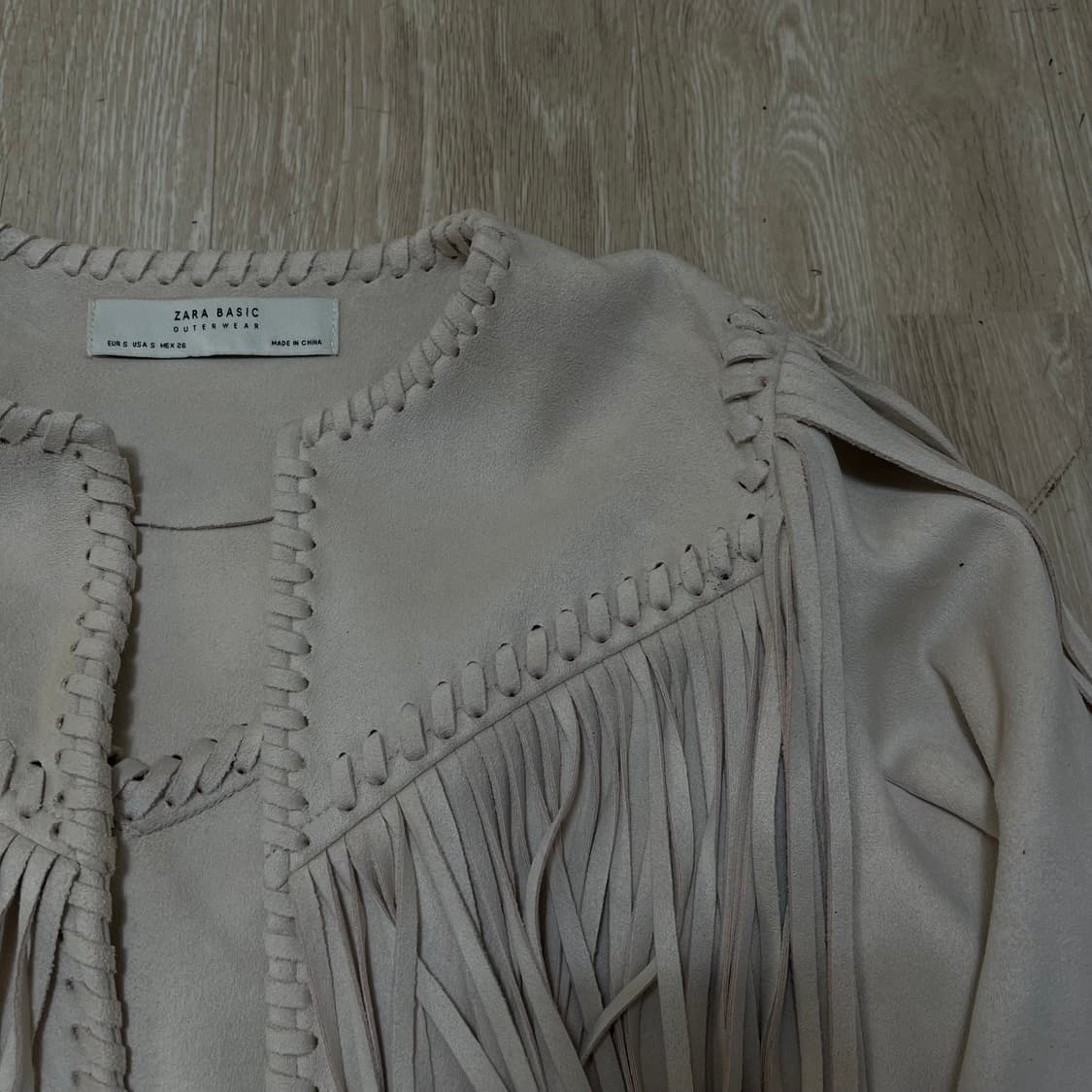 자라 베이직 프린지 크롭 스웨이드 자켓 S/90 상품이미지4