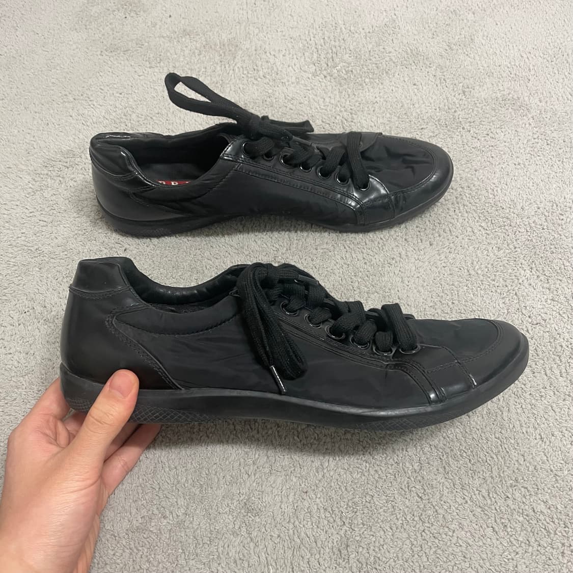 285) 프라다 스포츠 레더 나일론 트레이너 스니커즈 신발 상품이미지1