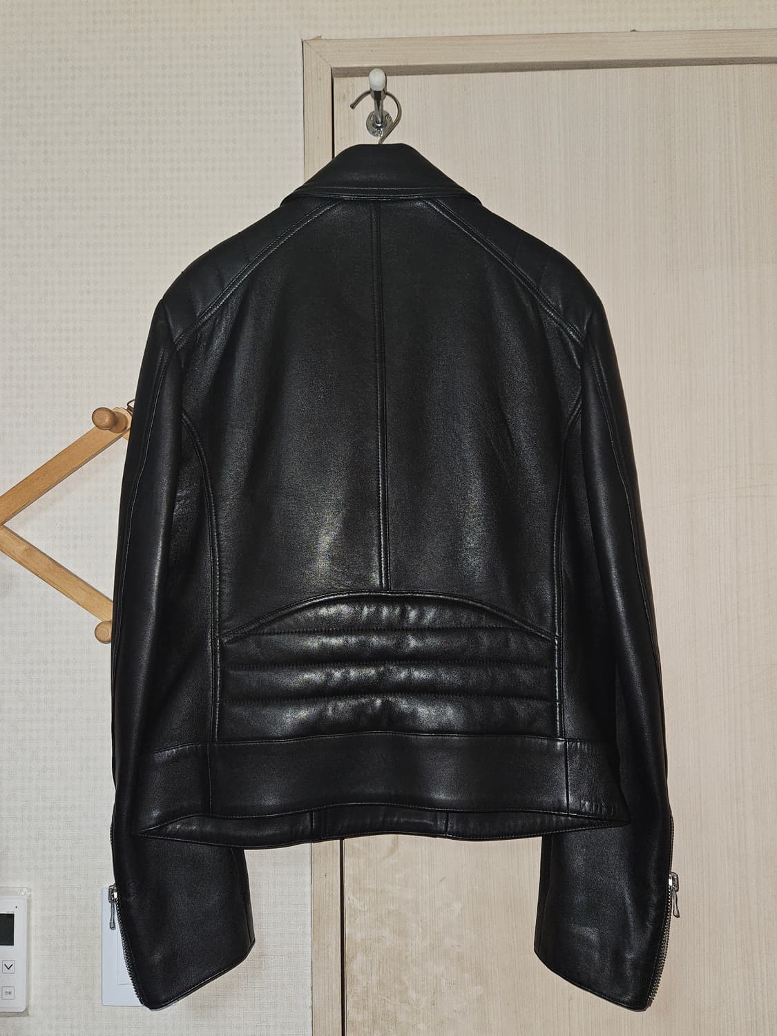 (48) 발망 블랙 램스킨 바이커 zip 레더 자켓 상품이미지2