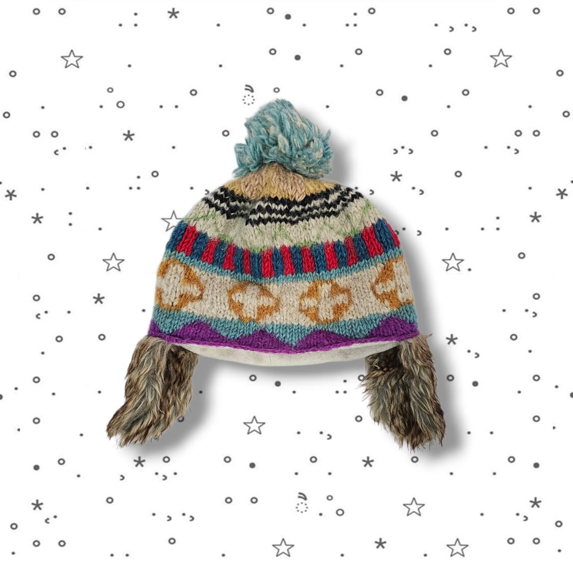 GRACE 그레이스 히피 멀티컬러 울 니트 방울 모자 상품이미지1