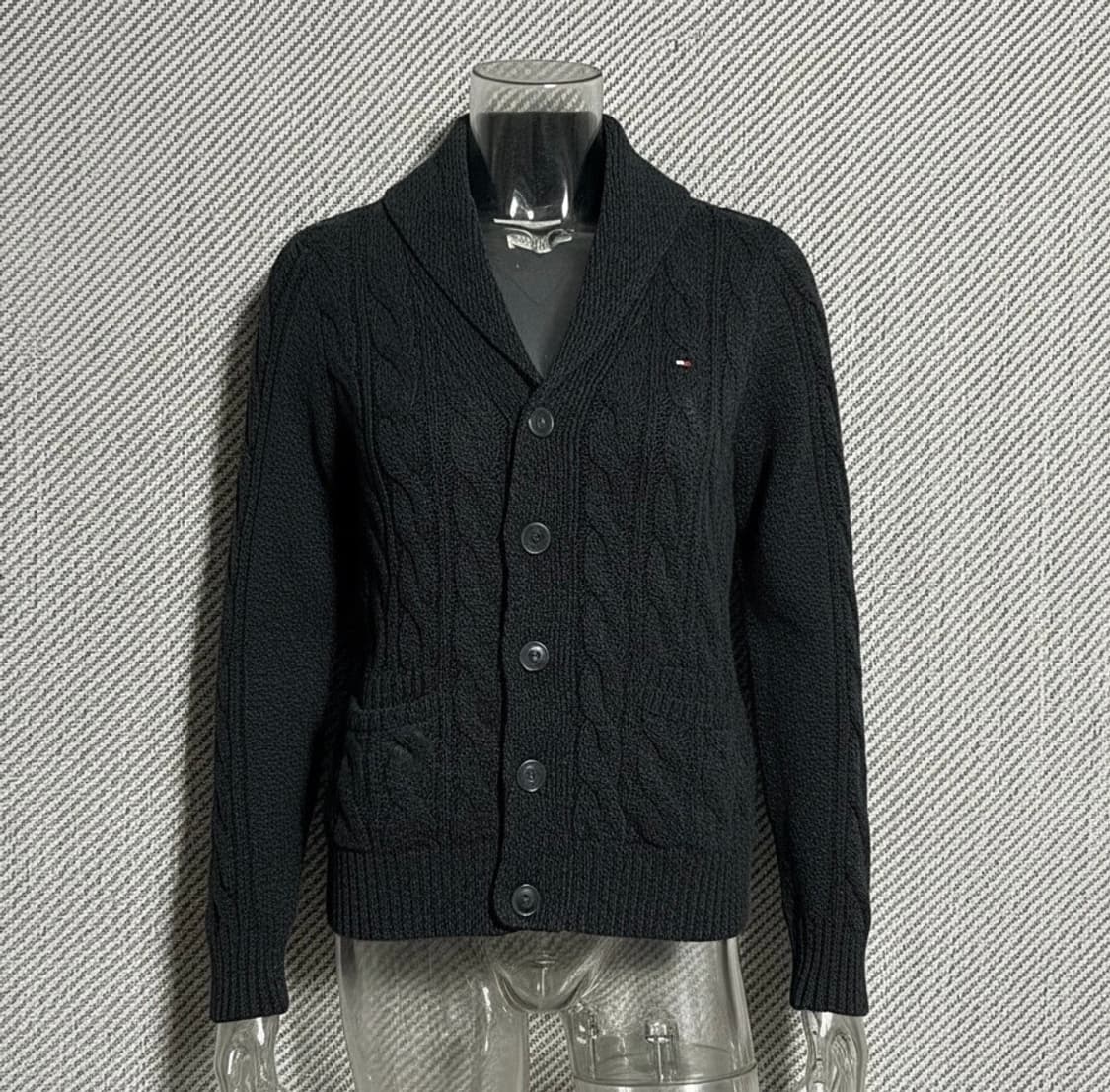 [S] Tommy 타미힐피거 다크그레이 숄카라 니트 가디건 상품이미지3