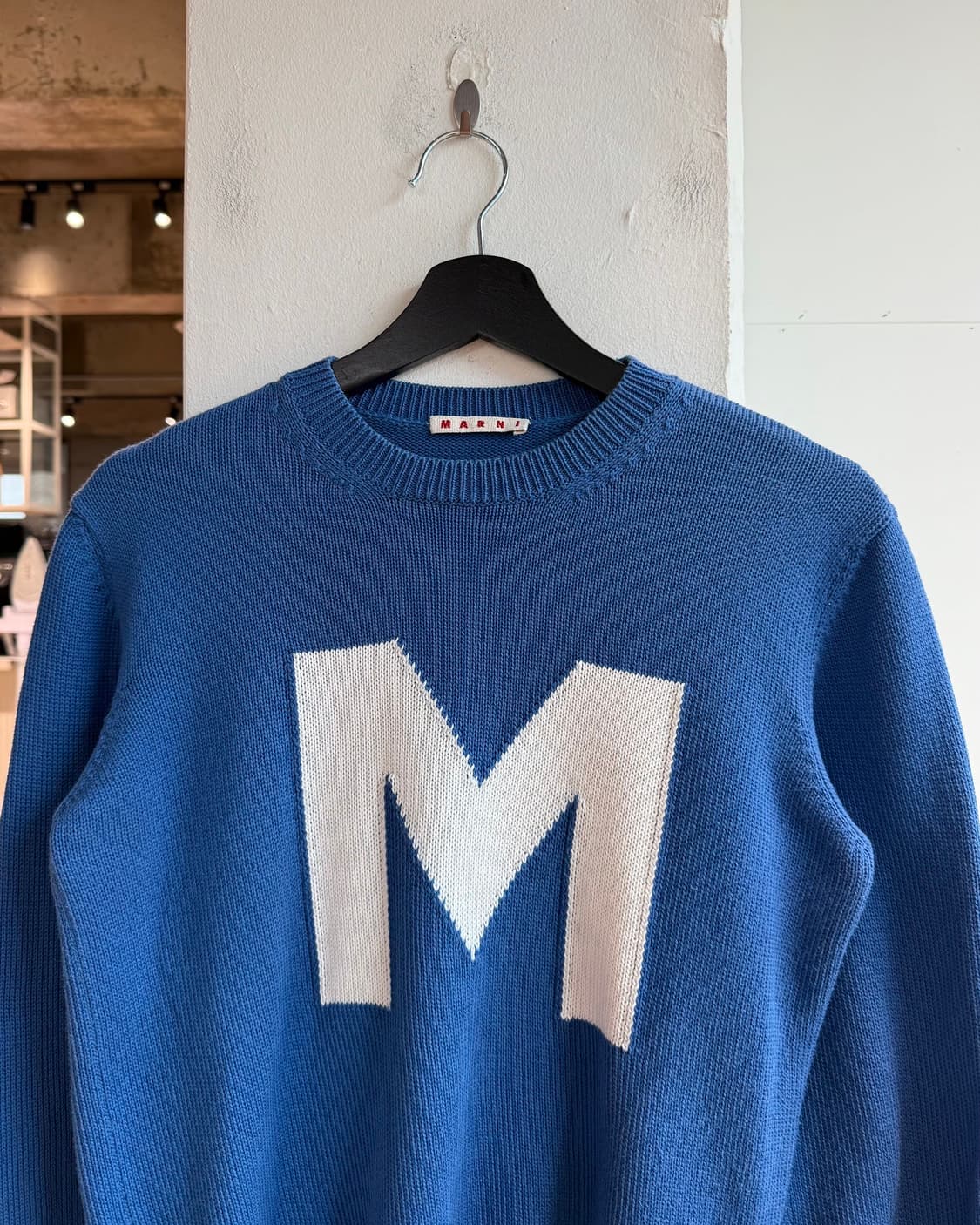 마르니 블루 M로고 코튼 라운드 니트  상품이미지3