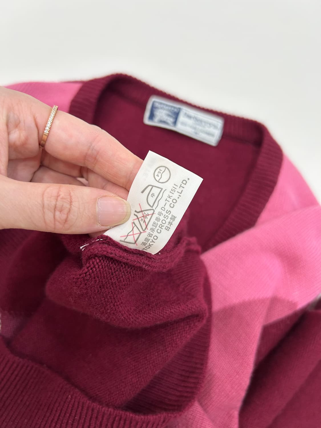 BURBERRY 버버리 핑크버건디 아가일니트 상품이미지9