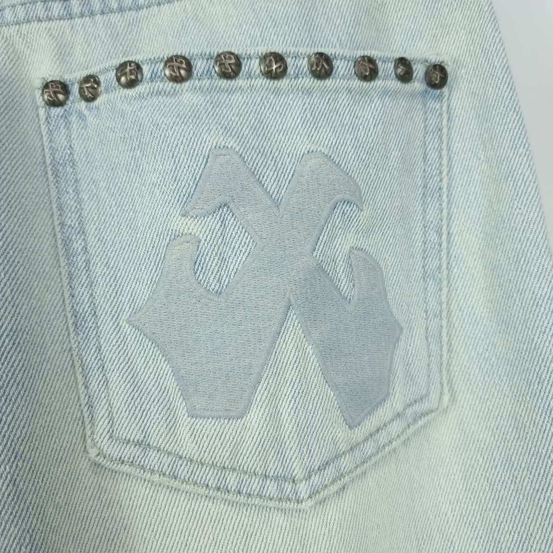 [LEEY YEEL] 아이스워싱 스터드 리벳 와이드 데님팬츠 M19764 상품이미지6