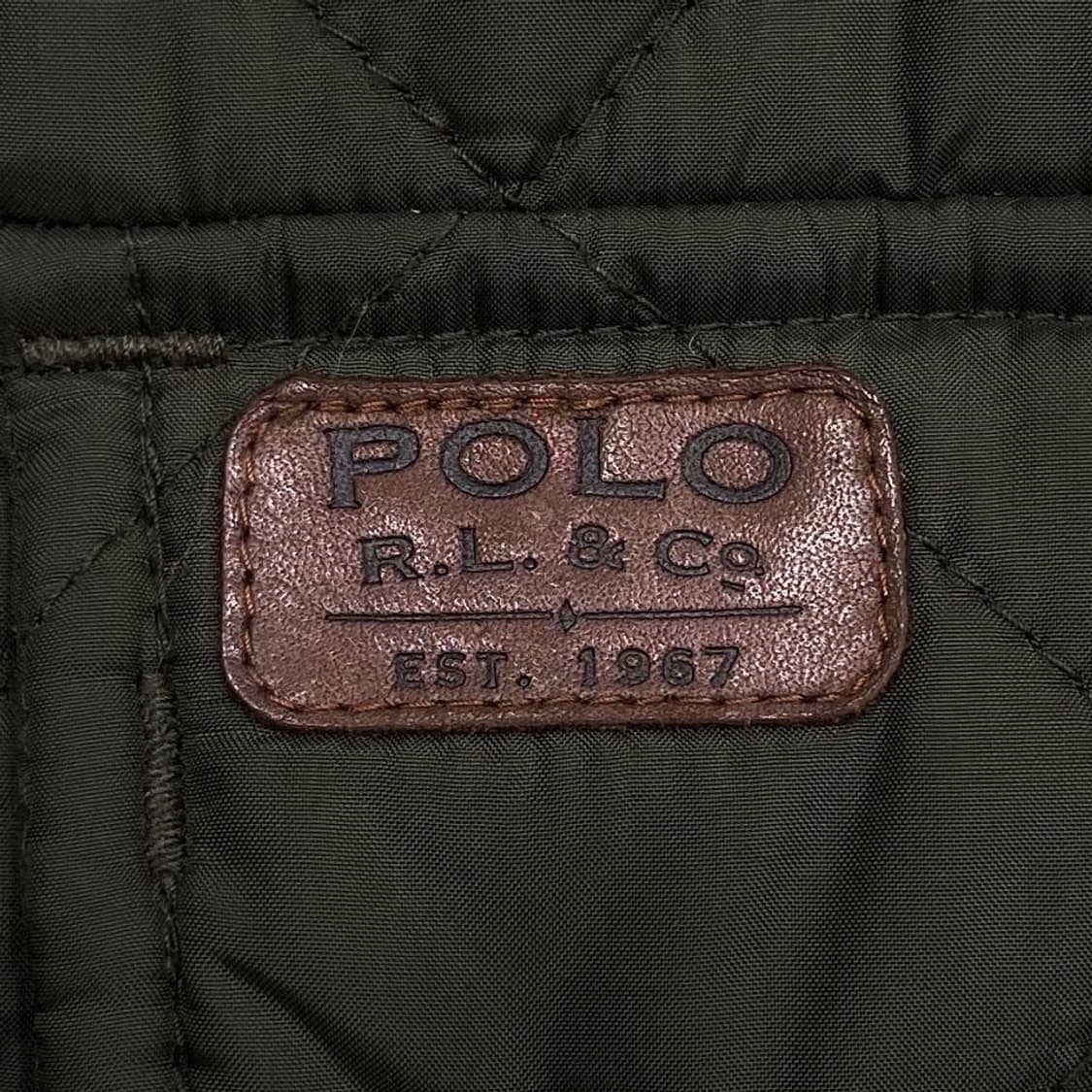 Polo 폴로 랄프로렌 가죽패치 로고 퀼팅 올리브 점퍼 상품이미지3