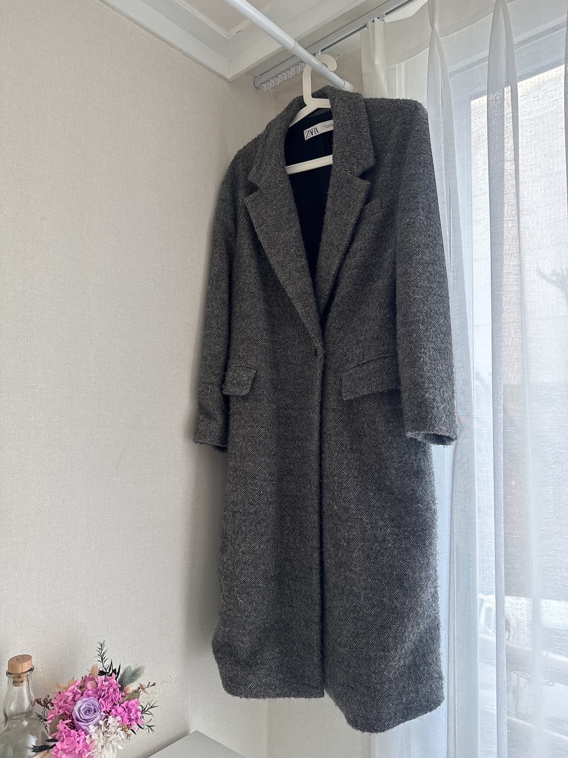 자라 오버핏 그레이 울블랜드 코트 상품이미지1