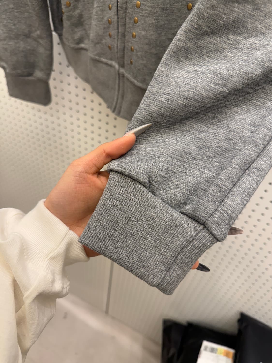 퍼 후드 스터드 집업 후드집업 그레이 U831 상품이미지4