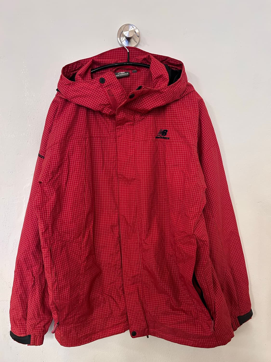 뉴발란스 레드 체크 바람막이 95 (실측 남성100) 상품이미지2