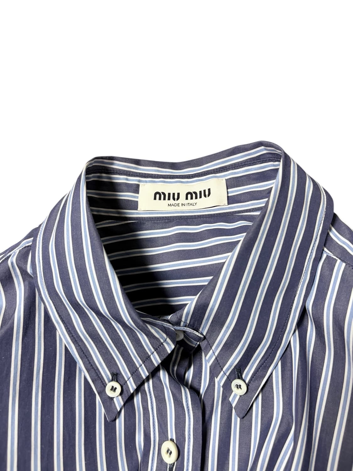 미우미우 스트라이프 자수로고 셔츠 40 상품이미지6